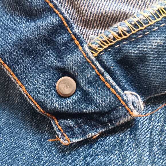 Vintage 1970's 36x30 Jeans Levis 646 0217 Denim Bellbottom Orange Tab Talon 42 - Picture 11 of 16